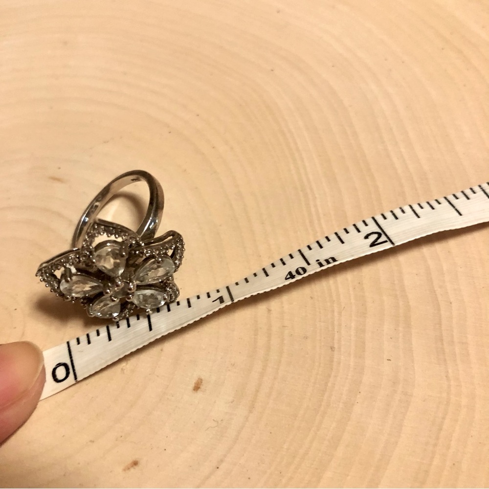 Sterling Silver Aquamarine flower ring 5 - Picture 5 of 7